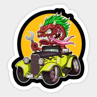 DigiRods Gremlin Mechanic Monster Driver Yellow 1930's Custom Hot Rod Shifter Cartoon Car Sticker
